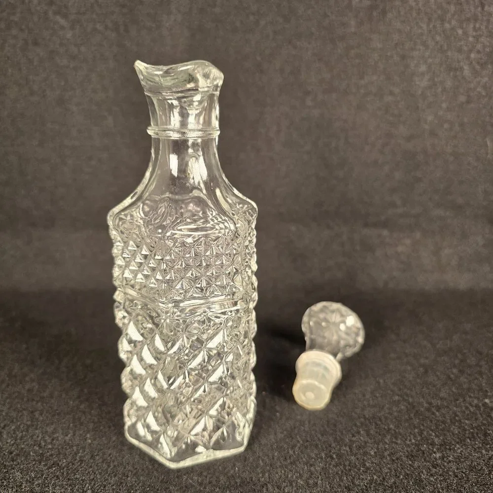 Wexford Anchor Hocking Clear Glass 6 Sided Vinegar Or Oil Decanter Cruet